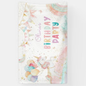 Schattigee magische eenhoorn regenboog verjaardags spandoek (Verticaal)