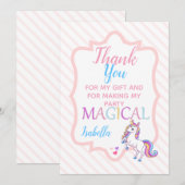 Schattigee magische eenhoorn roze bedankkaart (Voorkant / Achterkant)