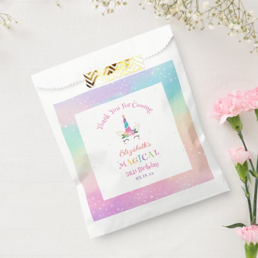 Schattigee magische eenhoorn verjaardag Bedankt vo Bedankzakje (Gezegeld)