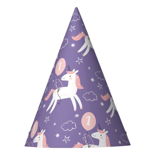 Schattigee magische eenhoorn verjaardagsfeestje Pe Feesthoedjes (Voorkant)