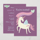 Schattigee magische eenhoorn verjaardagsfeestje ui kaart (Voorkant / Achterkant)