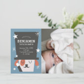 Schattigee magische hond Baby Foto Geboorte Aankondiging (Staand voorkant)