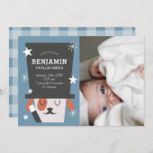 Schattigee magische hond Baby Foto Geboorte Aankondiging (Voorkant / Achterkant)