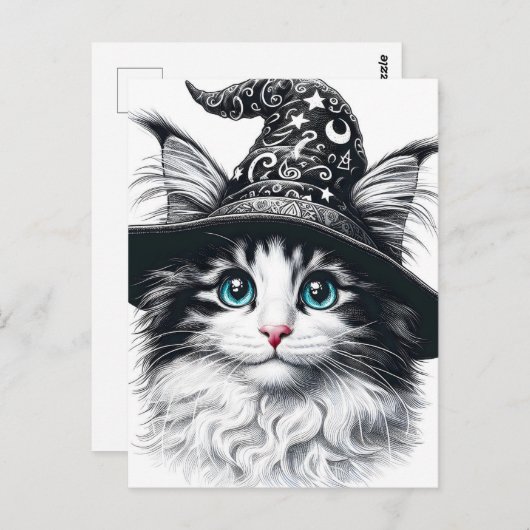 Schattigee magische kat in tovenaar Pet kleur spla Briefkaart (Voorkant / Achterkant)