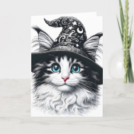 Schattigee magische kat in tovenaar Pet kleur spla Kaart