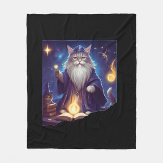 Schattigee magische kattentovenaar Purrfect Wizard Fleece Deken