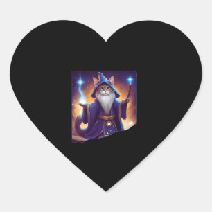 Schattigee magische kattentovenaar Purrfect Wizard Hart Sticker