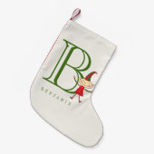 Schattigee Magische Kerstelf Naam Monogram Vakanti Kleine Kerstsok (Voorkant (Hangend))