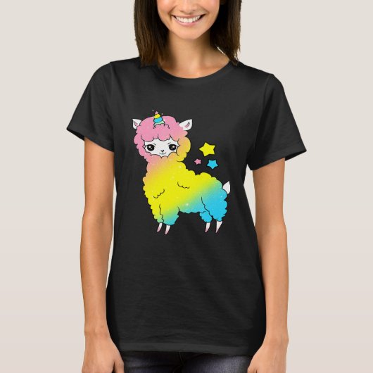 Schattigee Magische Llama Eenhoorn Llamacorn T-shirt (Voorkant)