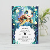 Schattigee magische oceaan schildpad verjaardag kaart (Staand voorkant)