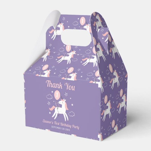 Schattigee Magische Paarse en Roze Eenhoorn Dank U Bedankdoosjes (Voorkant Zijde)