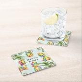 Schattigee magische regenboog dinosaurus Happy Bir Kartonnen Onderzetters (Insitu)