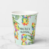 Schattigee magische regenboog dinosaurus Happy Bir Papieren Bekers (Achterkant)