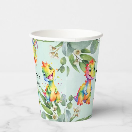 Schattigee magische regenboog dinosaurus Happy Bir Papieren Bekers (Rechts)