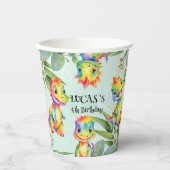 Schattigee magische regenboog dinosaurus Happy Bir Papieren Bekers (Voorkant)