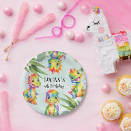 Schattigee magische regenboog dinosaurus Happy Bir Papieren Bordje