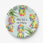 Schattigee magische regenboog dinosaurus Happy Bir Papieren Bordje (Voorkant)