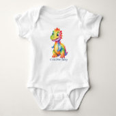 Schattigee magische regenboog dinosaurus Happy Bir Romper (Voorkant)