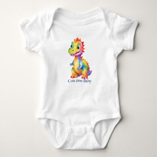Schattigee magische regenboog dinosaurus Happy Bir Romper (Voorkant)