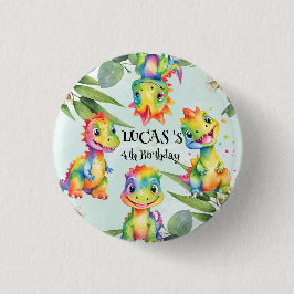 Schattigee magische regenboog dinosaurus Happy Bir Ronde Button 3,2 Cm