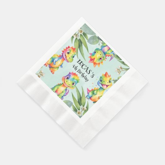 Schattigee magische regenboog dinosaurus Happy Bir Servet (Hoek)