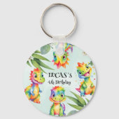 Schattigee magische regenboog dinosaurus Happy Bir Sleutelhanger (Voorkant)