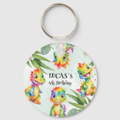 Schattigee magische regenboog dinosaurus Happy Bir Sleutelhanger (Achterkant)