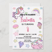 Schattigee magische regenboog eenhoorn 1e verjaard kaart (Voorkant)