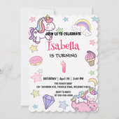 Schattigee magische regenboog eenhoorn 1e verjaard kaart (Voorkant)