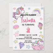 Schattigee magische regenboog eenhoorn 2e verjaard kaart (Voorkant)