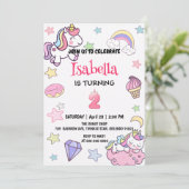 Schattigee magische regenboog eenhoorn 2e verjaard kaart (Staand voorkant)