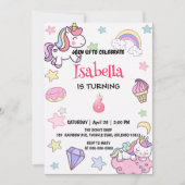 Schattigee magische regenboog eenhoorn 6e verjaard kaart (Voorkant)