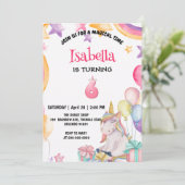 Schattigee magische regenboog eenhoorn 6e verjaard kaart (Staand voorkant)