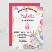 Schattigee magische regenboog eenhoorn 6e verjaard kaart (Voorkant / Achterkant)