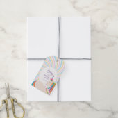 Schattigee magische regenboog eenhoorn meisje 1e v cadeaulabel (Met Touw)