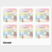 Schattigee magische regenboog eenhoorn meisje verj vierkante sticker (Vel)