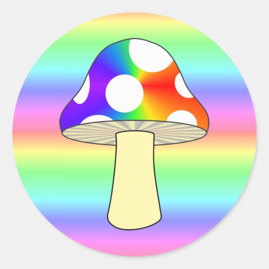 Schattigee magische regenboogpaddenstoel ronde sticker (Voorkant)