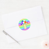 Schattigee magische regenboogpaddenstoel ronde sticker (Envelop)