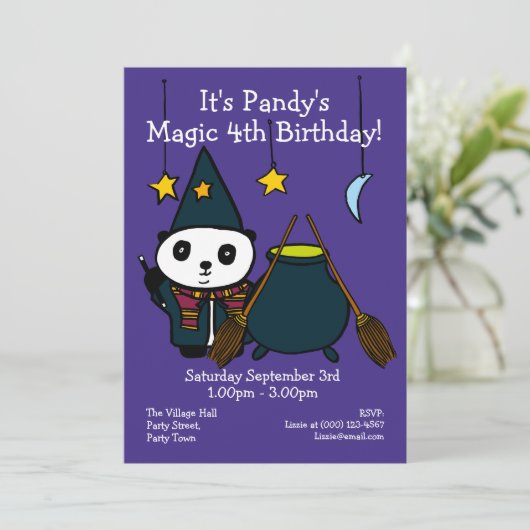 Schattigee magische tovenaar Panda verjaardagsfees Kaart (Staand voorkant)
