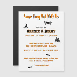 Schattigee magneet Nodig Black & Oranje Halloween  Magnetische Uitnodiging