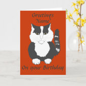 Schattigee Maine Coon Cat Verjaardag Kaart (Gele Bloem)