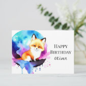 Schattigee Majestic Fox Verjaardag Kaart (Staand voorkant)