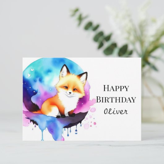 Schattigee Majestic Fox Verjaardag Kaart (Staand voorkant)