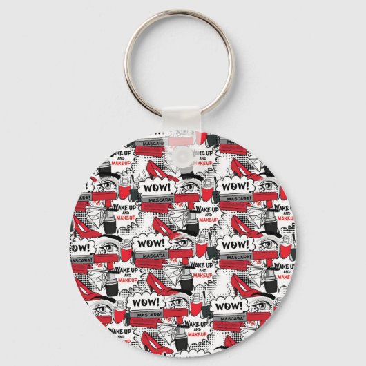 Schattigee make-up meisje kawaii beauty en glam Mo Sleutelhanger (Voorkant)