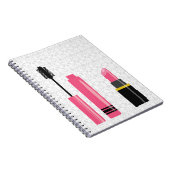 Schattigee make-up roze lippenstift en mascara notitieboek (Rechterzijde)