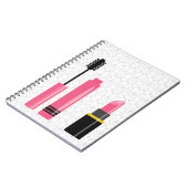 Schattigee make-up roze lippenstift en mascara notitieboek (Linkerzijde)