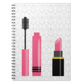 Schattigee make-up roze lippenstift en mascara notitieboek (Voorkant)