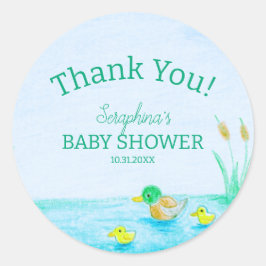 Schattigee Mallard Duck Baby shower Dank u Ronde Sticker