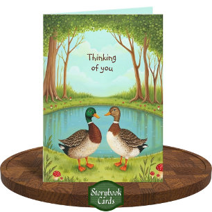 Schattigee Mallard Ducks Forest Pond Scene Vriends Kaart