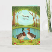 Schattigee Mallard Ducks Forest Pond Scene Vriends Kaart (Voorkant)